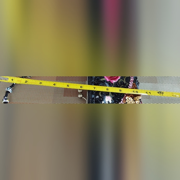 BLACK SATIN BEADED EVENING BAG - Picture 6 of 6